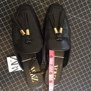 Zara smoking flats loafers black size 6 NWT